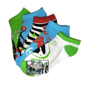 BioWorld The Wizard of OZ Colorful Printed 5 Pairs No Show Socks NWT